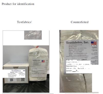 Tuyên bố của Testfabrics, Inc. về sản phẩm giả mạo